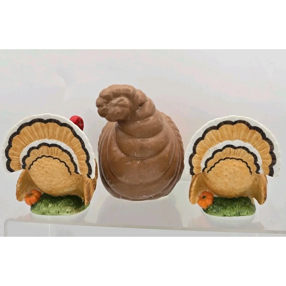 3 Lot VTG Cornucopia Thanksgiving Candle 4